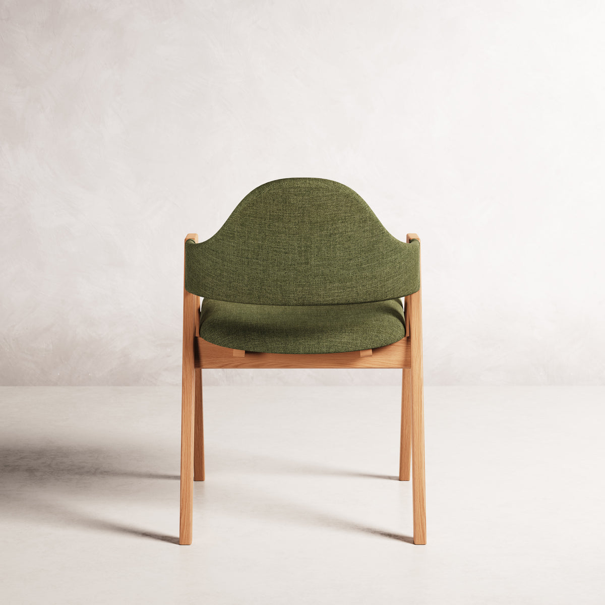 Nestor II Dining Chair - Solid American Oak with Aloe Green Fabric | 360 View - Frame 16
