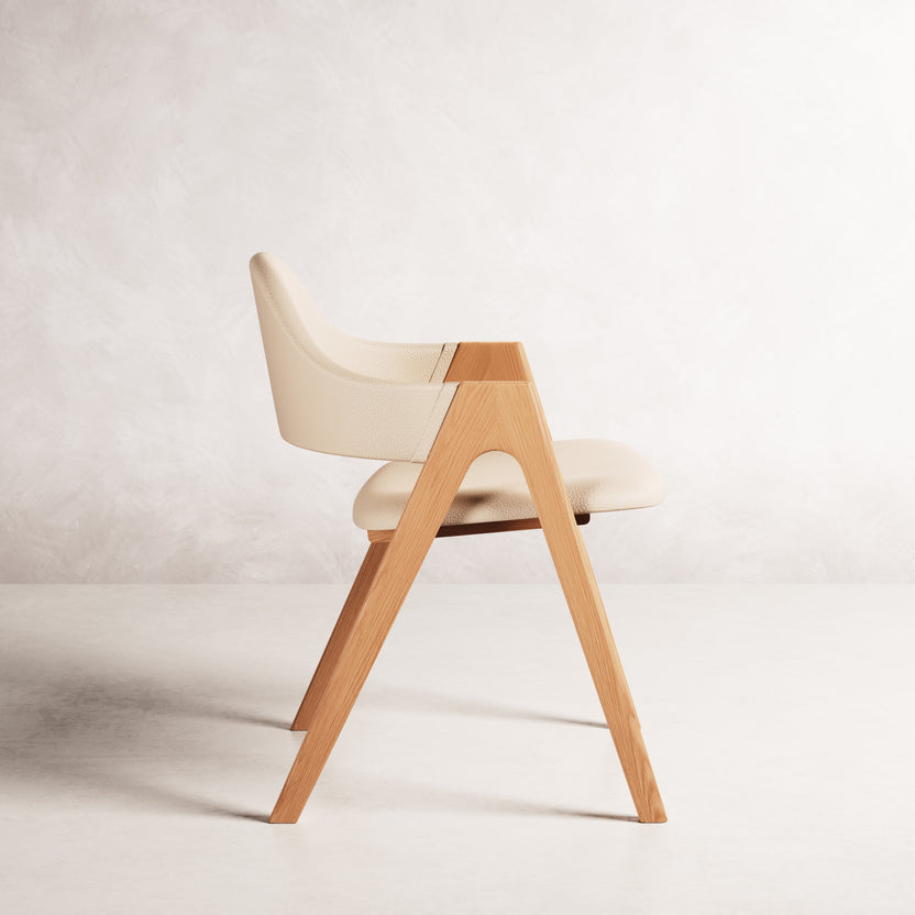 Nestor II Dining Chair - Solid American Oak with Cream Leather | 360 View - Frame 7