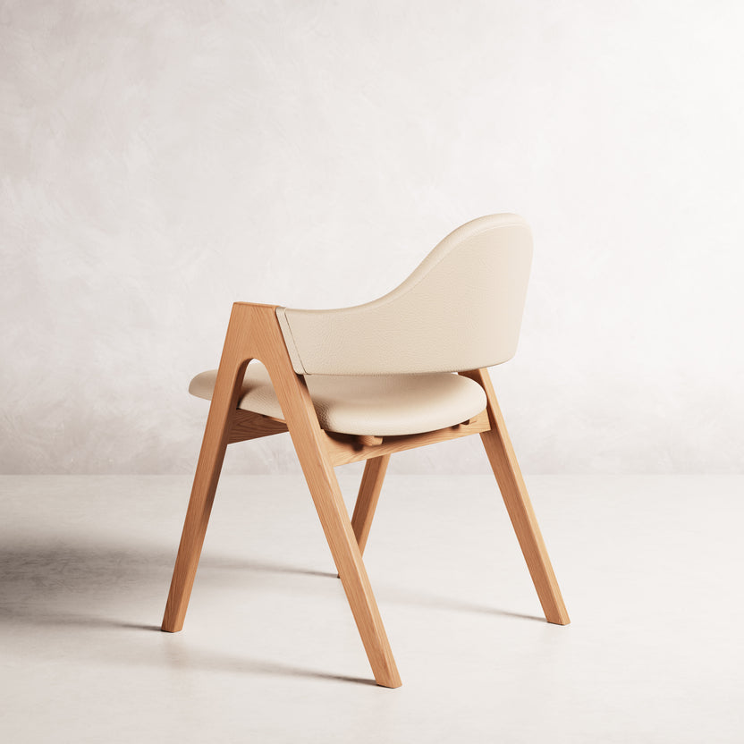 Nestor II Dining Chair - Solid American Oak with Cream Leather | 360 View - Frame 21