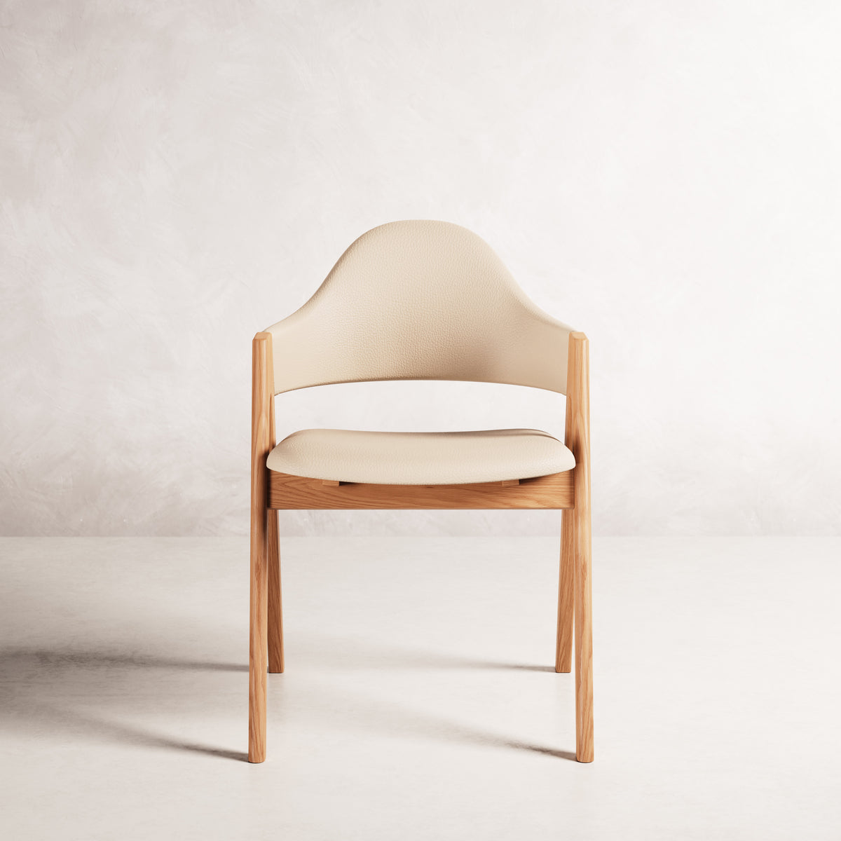 Nestor II Dining Chair - Solid American Oak with Cream Leather | 360 View - Frame 34