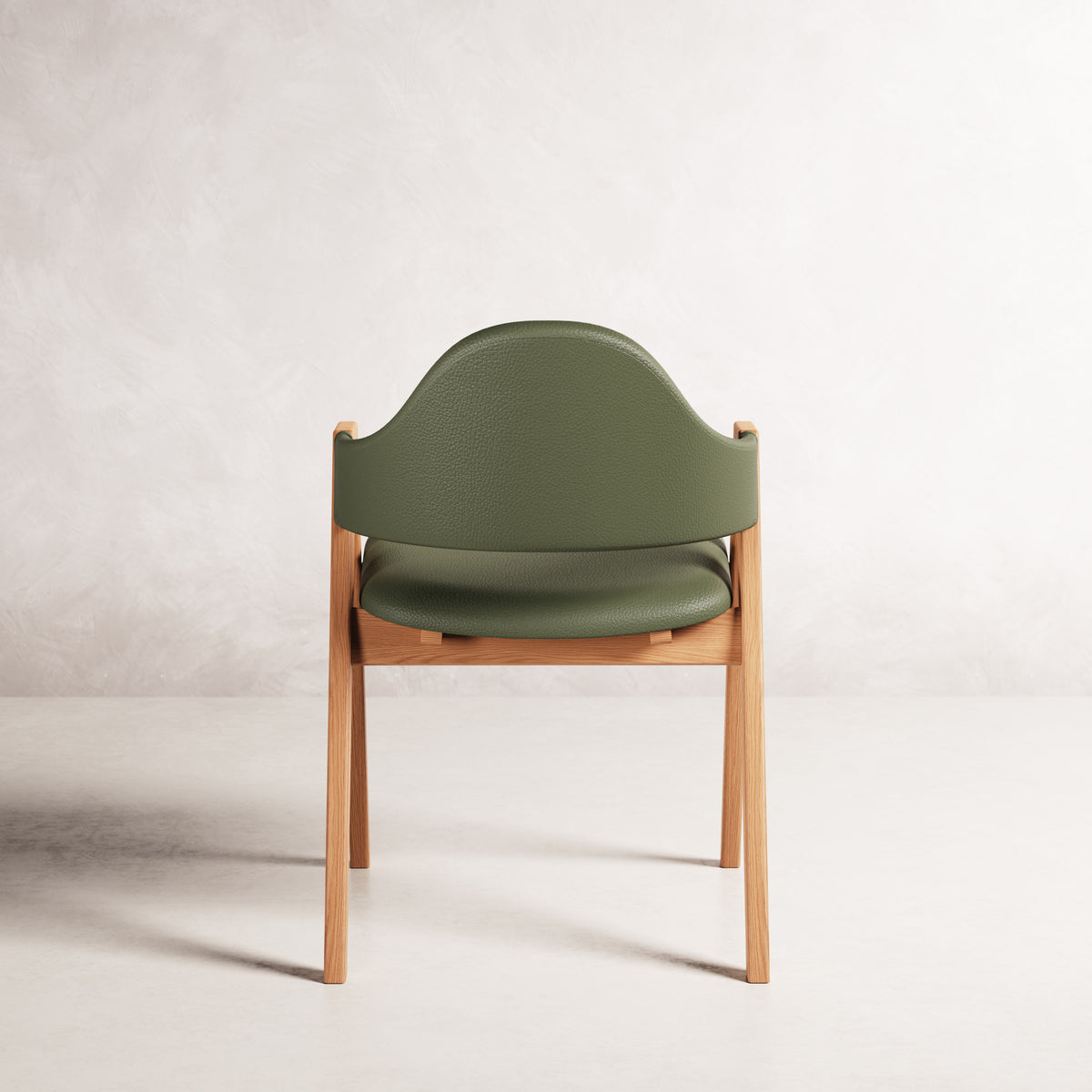 Nestor II Dining Chair - Solid American Oak with Green Leather | 360 View - Frame 16