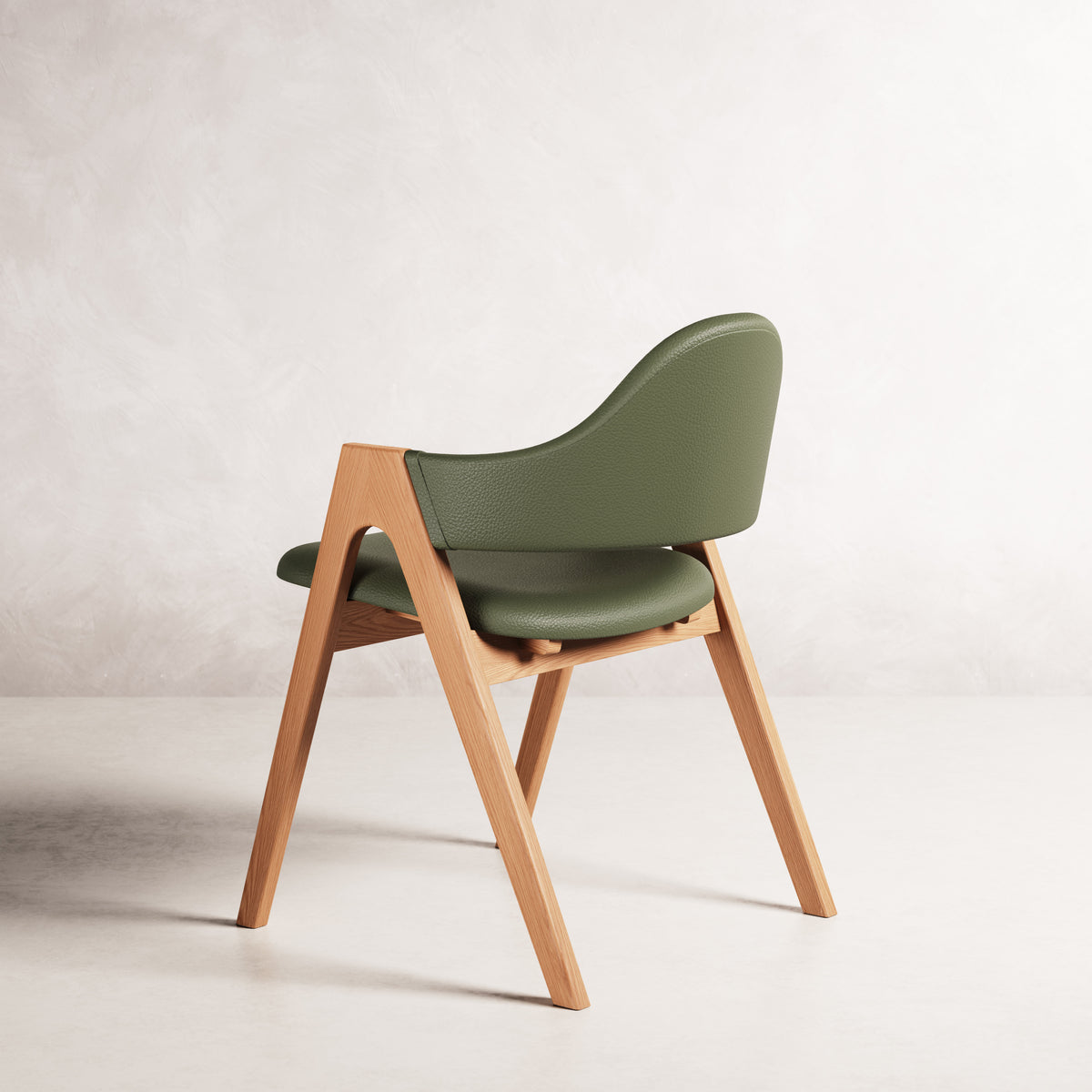 Nestor II Dining Chair - Solid American Oak with Green Leather | 360 View - Frame 21