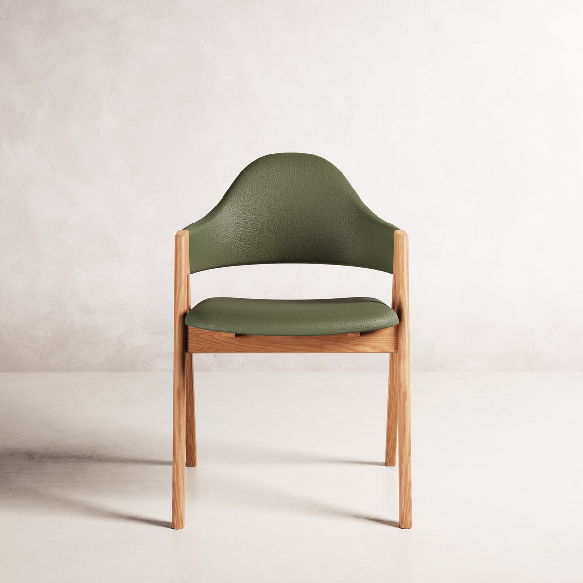 Nestor II Dining Chair - Solid American Oak with Green Leather | 360 View - Frame 34