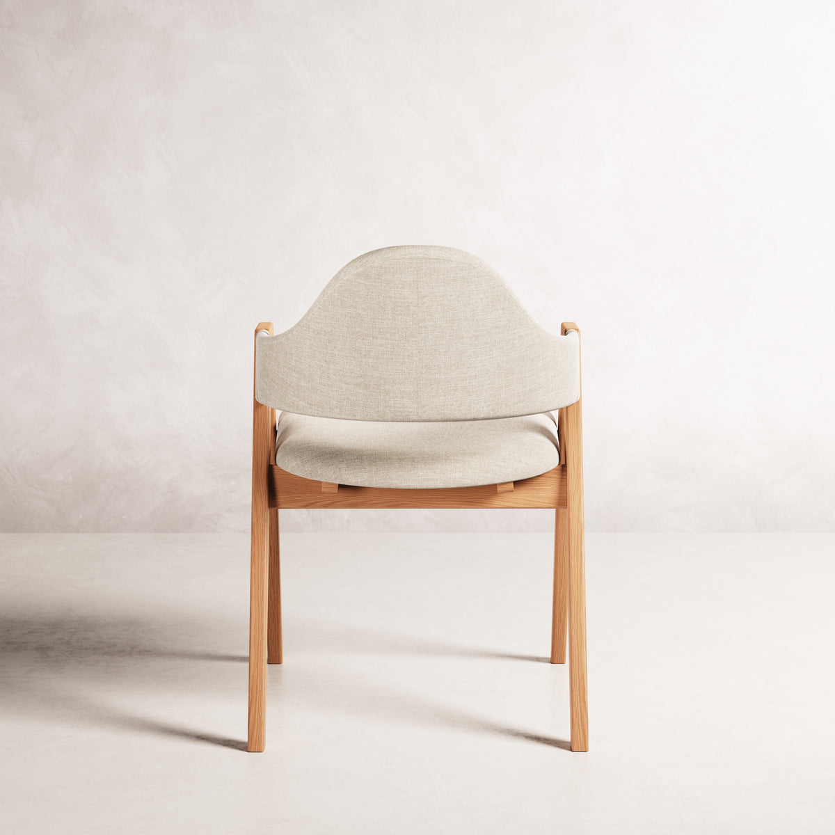 Nestor II Dining Chair - Solid American Oak with Oatmeal Beige Fabric | 360 View - Frame 16