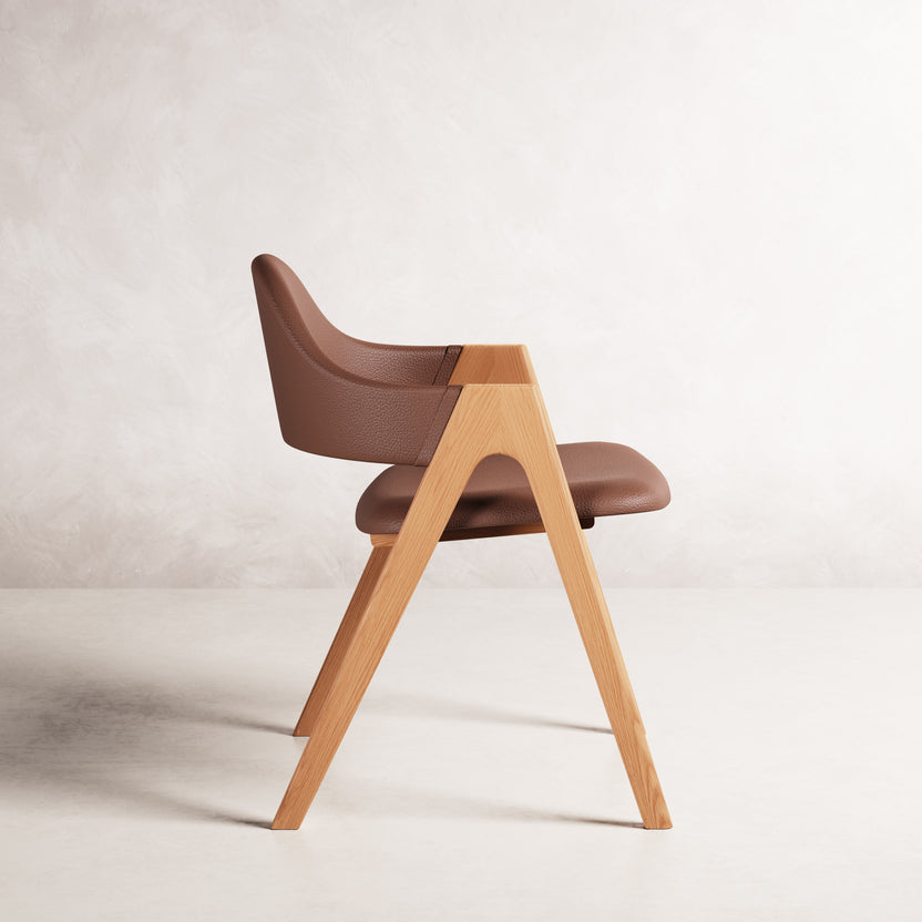 Nestor II Dining Chair - Solid American Oak with Tan Leather | 360 View - Frame 7