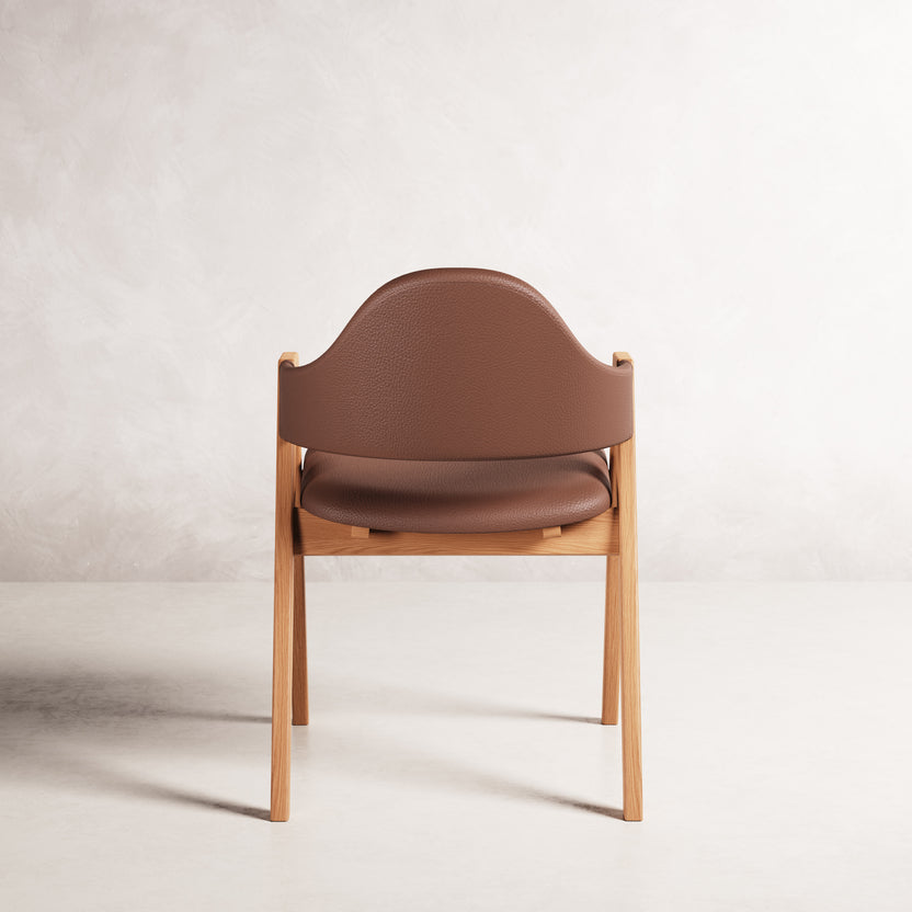 Nestor II Dining Chair - Solid American Oak with Tan Leather | 360 View - Frame 16