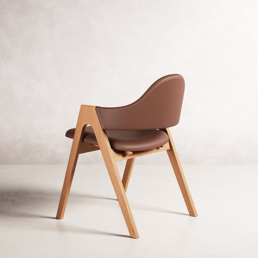 Nestor II Dining Chair - Solid American Oak with Tan Leather | 360 View - Frame 21