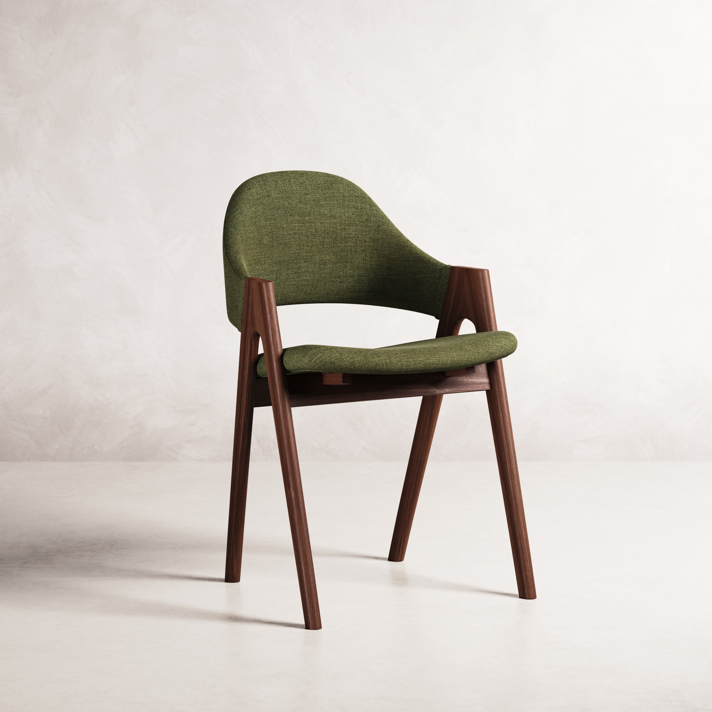 Nestor Dining Chair - Solid American Walnut with Aloe Green Fabric