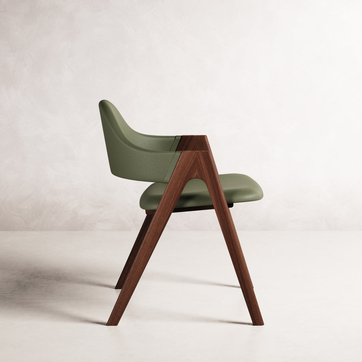 Nestor II Dining Chair - Solid American Walnut with Green Leather | 360 View - Frame 7