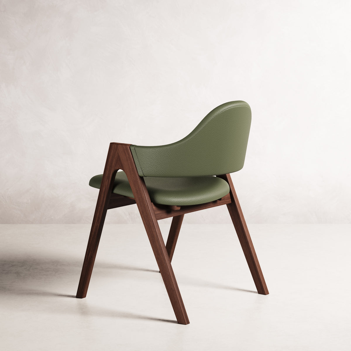 Nestor II Dining Chair - Solid American Walnut with Green Leather | 360 View - Frame 21