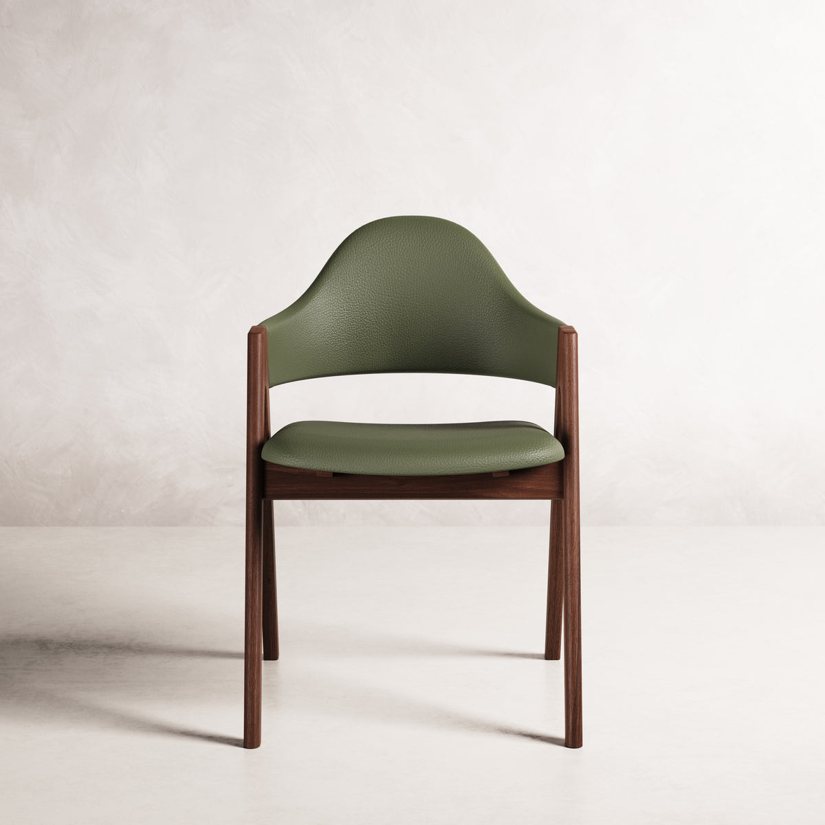 Nestor II Dining Chair - Solid American Walnut with Green Leather | 360 View - Frame 34