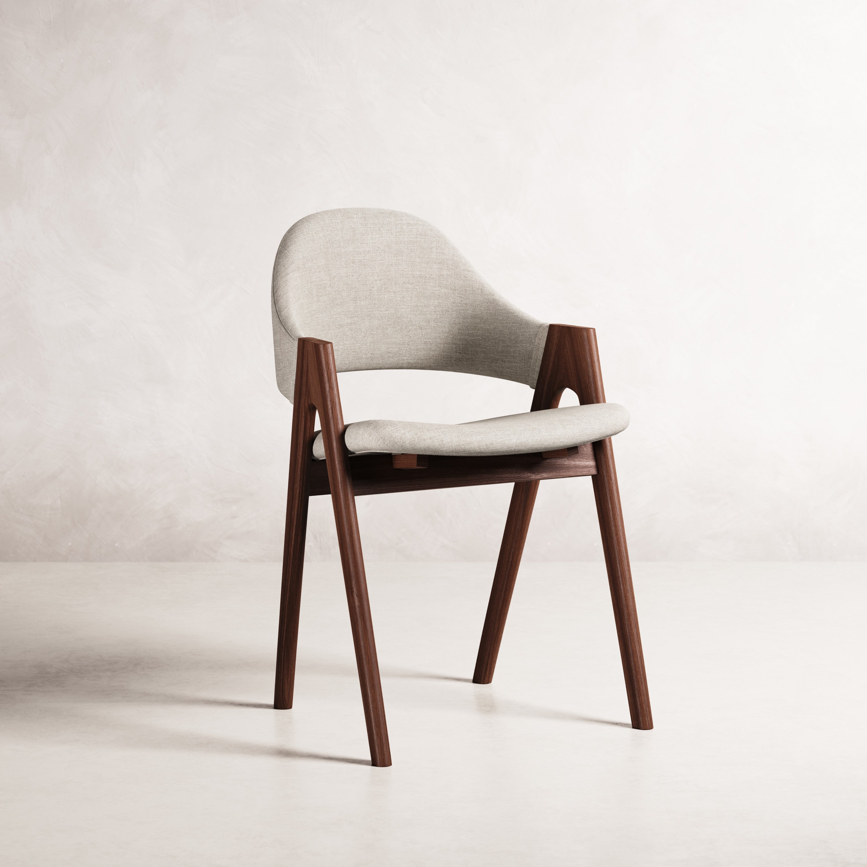 Nestor Dining Chair - Solid American Walnut with Oatmeal Beige