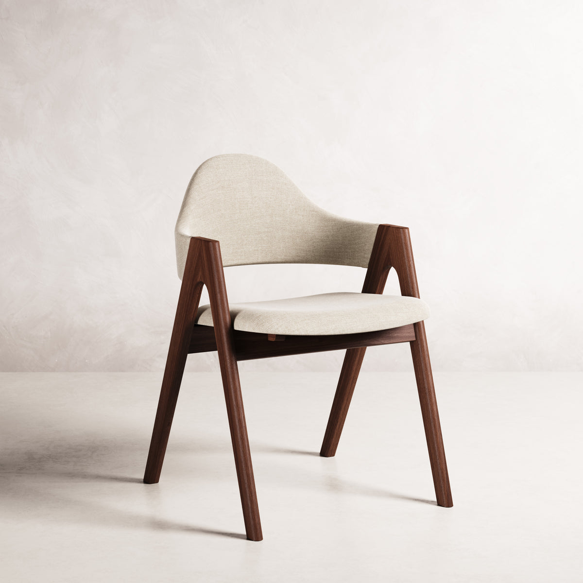 Nestor II Dining Chair - Solid American Walnut with Oatmeal Beige Fabric | 360 View - Frame 1
