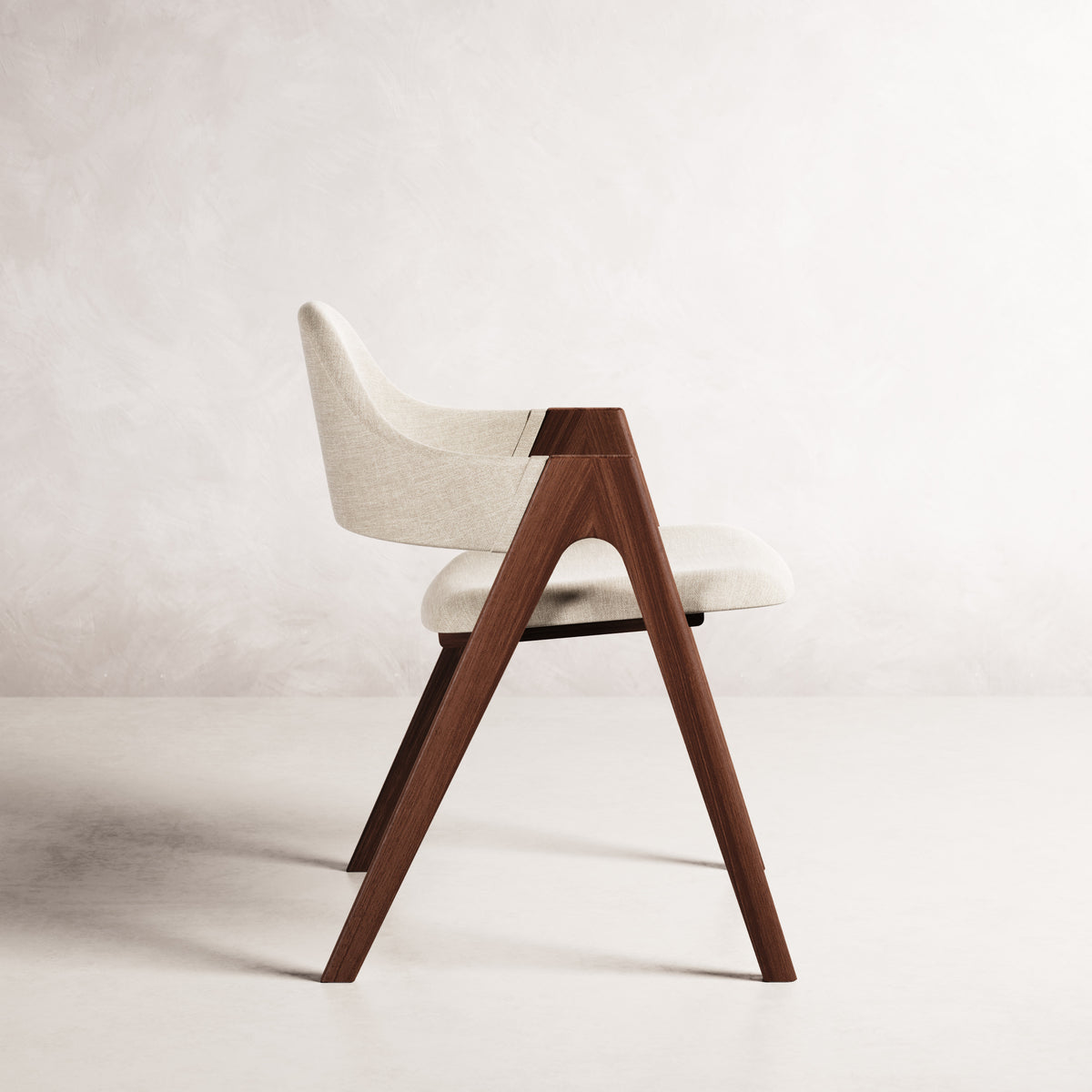 Nestor II Dining Chair - Solid American Walnut with Oatmeal Beige Fabric | 360 View - Frame 7