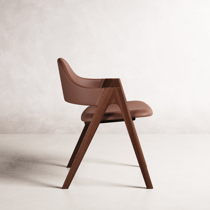 Nestor II Dining Chair - Solid American Walnut with Tan Leather | 360 View - Frame 7
