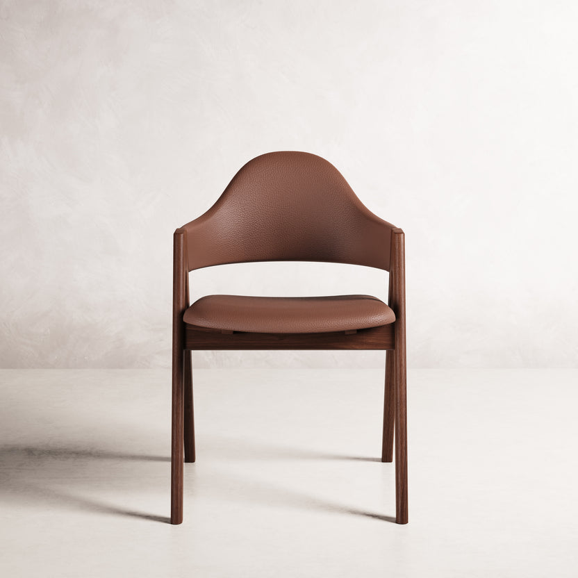 Nestor II Dining Chair - Solid American Walnut with Tan Leather | 360 View - Frame 34