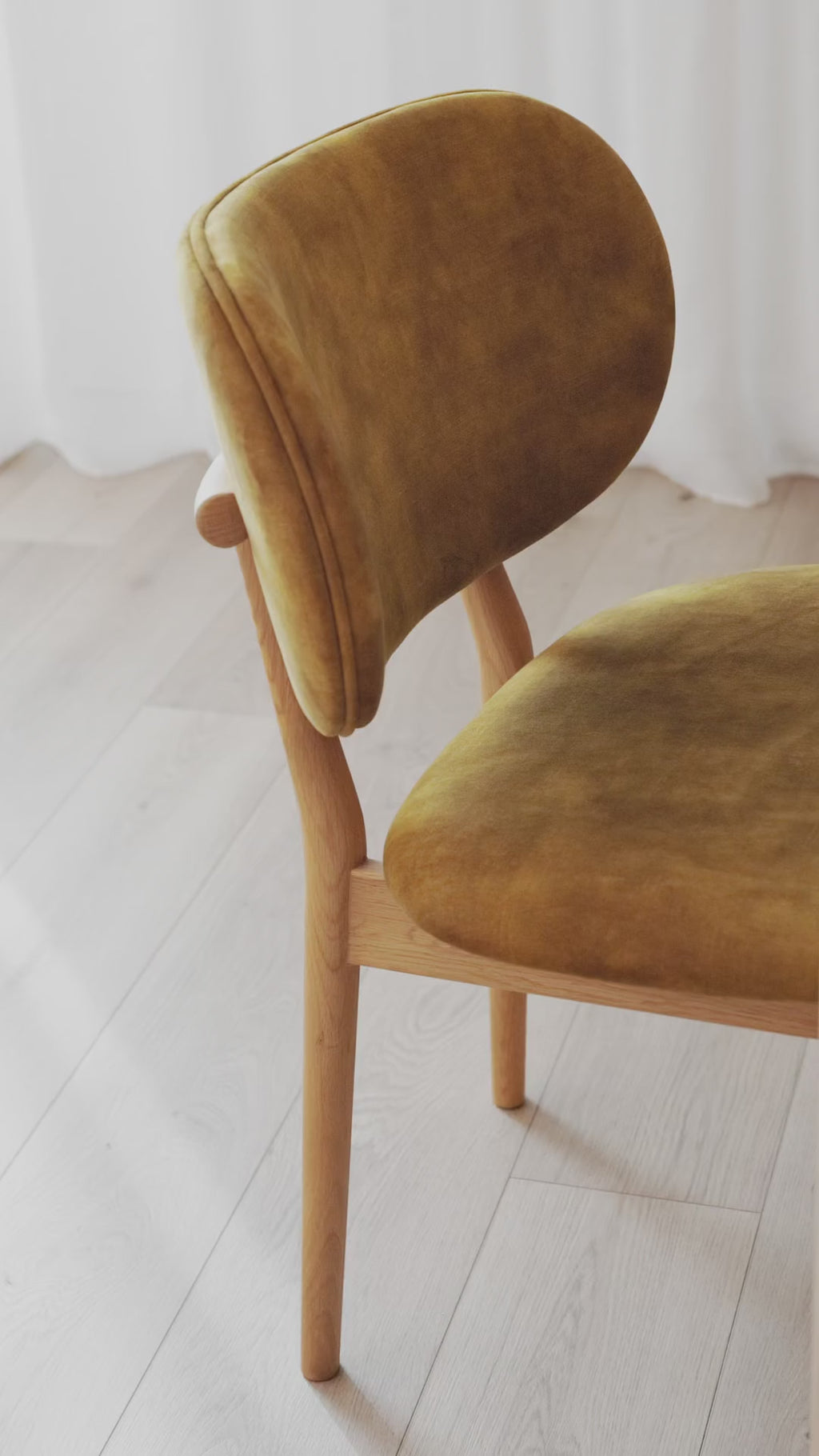 Olivia Dining Chair Mustard Velvet Solid American Oak